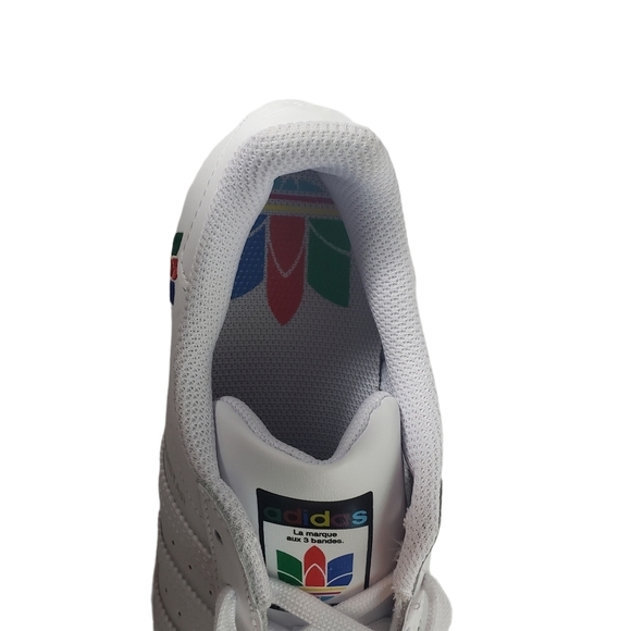 Adidas Superstar Diversity Pride Sneakers Sz 6.5 Shell Top Leather Trefoil Shoes - Picture 8 of 10